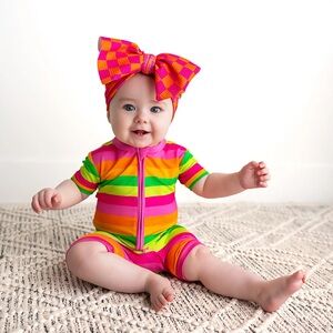 3-6M Gigi & Max Stephanie Striped Short-Sleeve One-Piece Romper